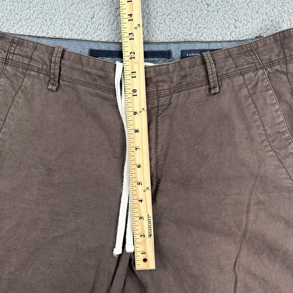 Banana Republic Linen Cotton Pants Men 36x30 Brown Straight Fit Drawstring